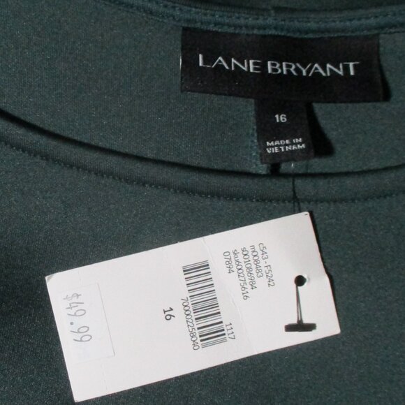 NWT Lane Bryant Dark Green Bell Ruffle Slv Dress Womens Size 16 Whimsigoth Boho - Picture 5 of 13